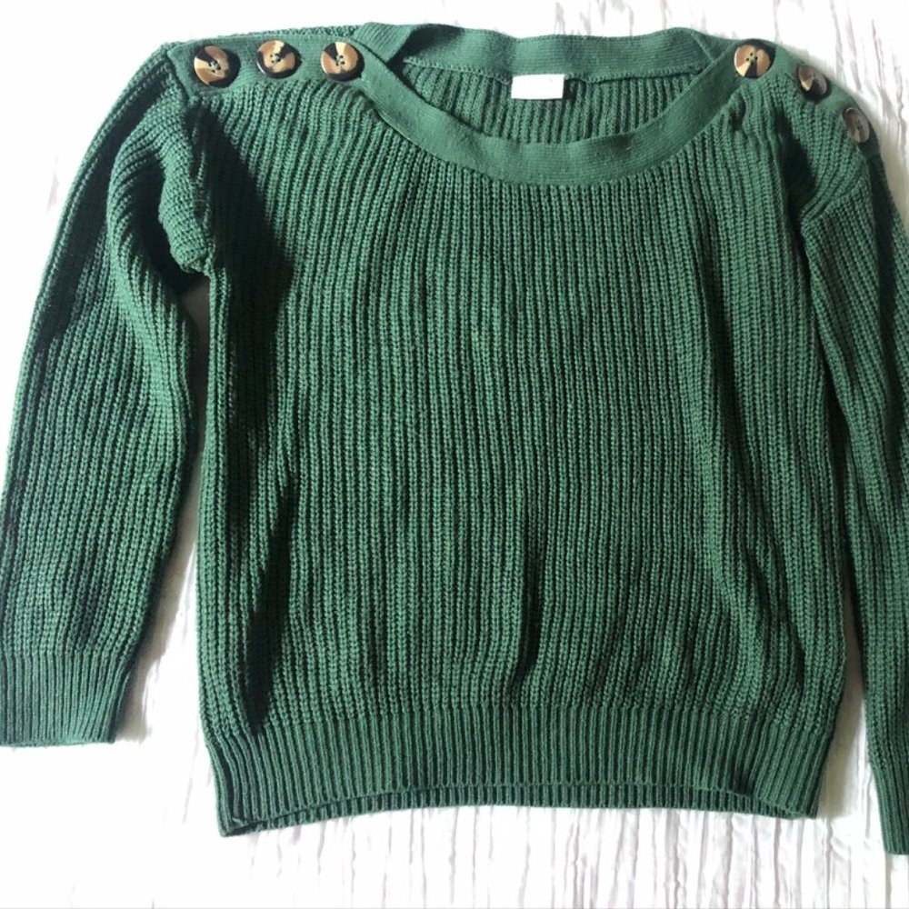 Button-Shoulder Sweater